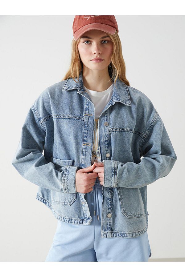 LC Waikiki-Lcw Vision Oversize Women's Jean Shirt Jacket 1