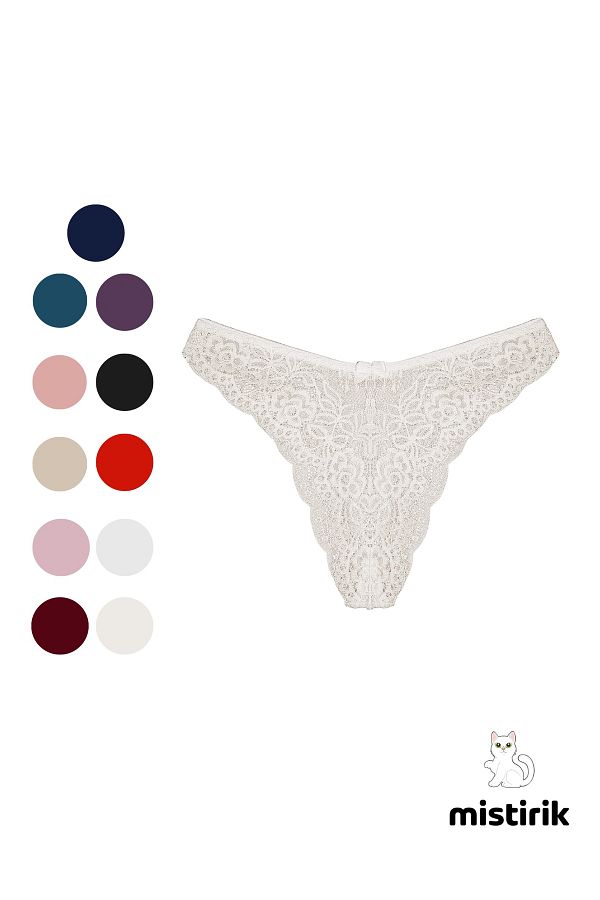 MİSTİRİK-Tasali Model Lace and Flexible Fabric Brazilian String Model Ecru Color 1