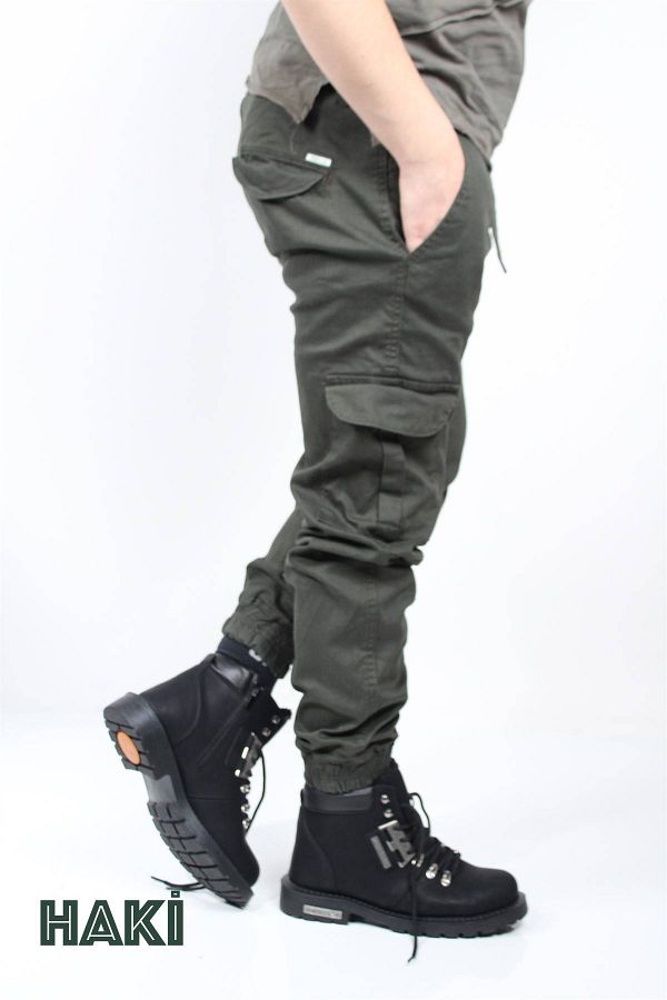 Oksit-1569 Lycra Men's Cargo Pants with Elastic Waist and Legs 1