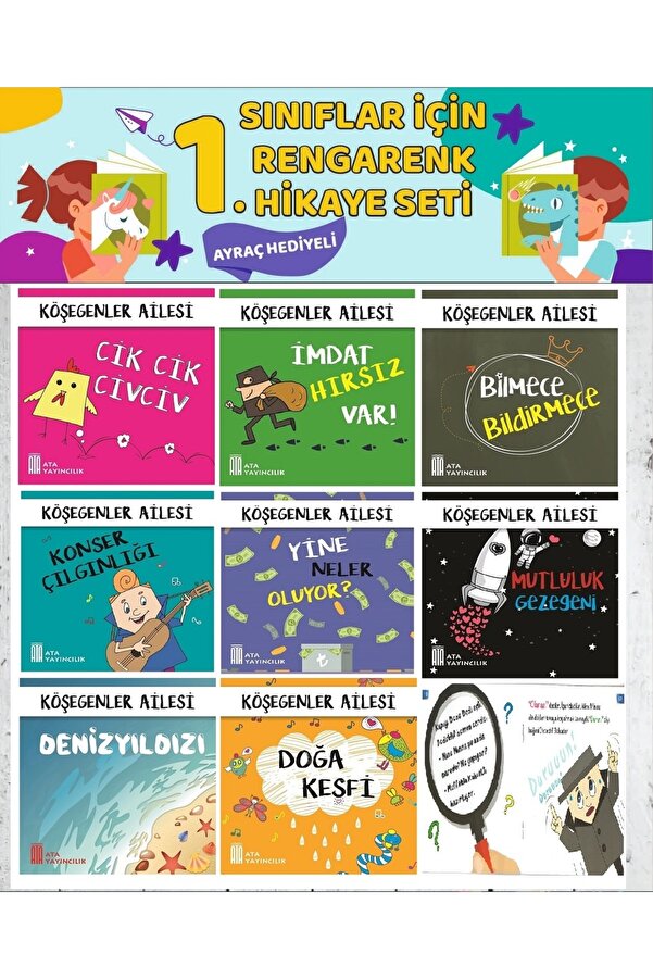 Ata Yayıncılık 1. ve 2.Sınıf Öğrencilerini Okumayı Sevdiren Mini 10 lu Hikaye Seti (32 Sayfa)