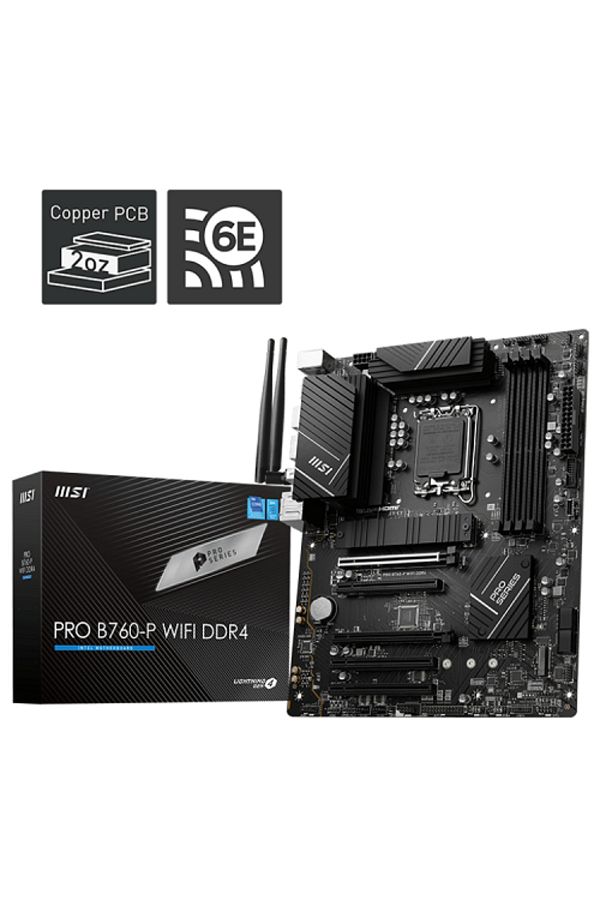 MSI-Pro B760-p WiFi Ddr4 Intel B760 Socket 1700 Ddr4 5333(OC)mhz Atx Gaming (GAMER) Motherboard 1
