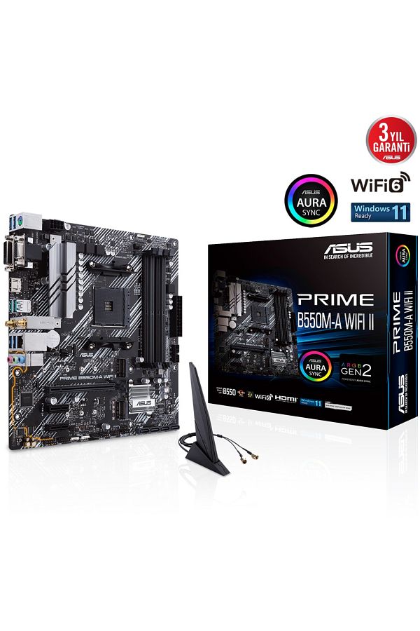 ASUS-Prime B550m-a Wifi II Amd B550 Am4 DDR4 4866 HDMI DVI VGA Dual M2 Usb3.2 Ax Wifi 1