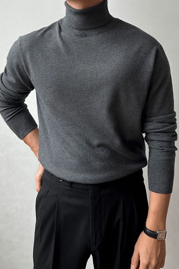 Tarz Cool-Men's Smoked Full Fisherman Slim Fit Knitwear Sweater 1