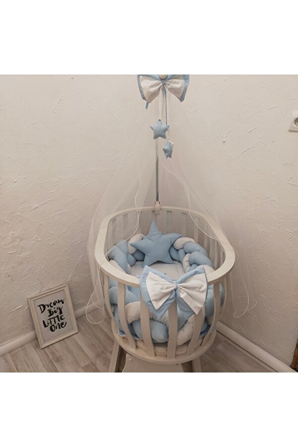 Cordelieu Mavi örgü sepet beşik için uyku seti (beşik dahil değildir)