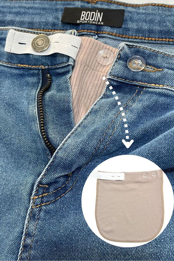 bodin-Extensor de talie cu nervuri pentru maternitate Pantaloni de damă elastic Lycra Compatibil cu nasturi drepti 1