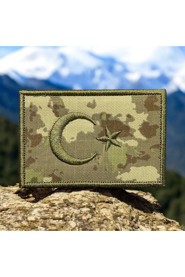 Ex Patch-Patch Broderie Drapelul Turcesc Camuflaj Militar Cresta 8 X 5 Cm 1