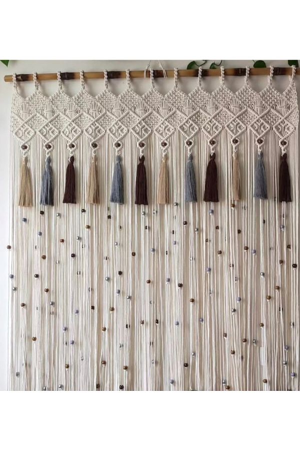 cessehome-Macrame Curtain with Colorful Beads 1