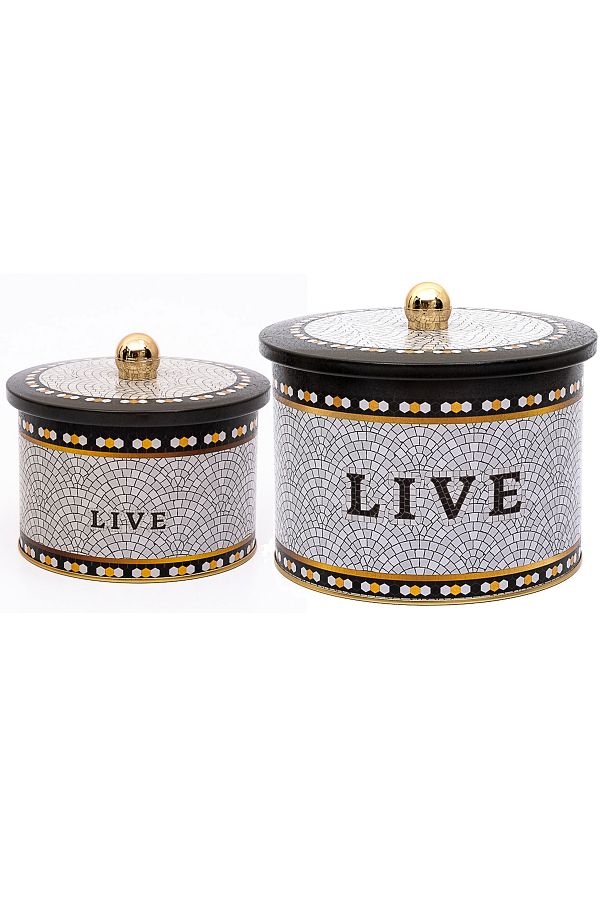 EVLE-2-Piece Metal Storage Set with Mosaic Pattern - 1.3 Lt and 2.9 Lt Erb53U1 1