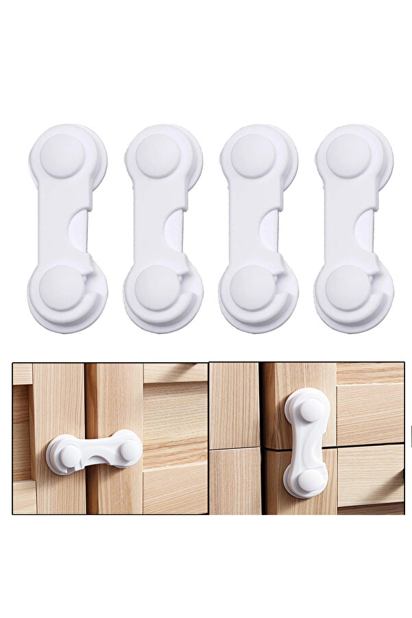 Microcase Plastik Kendinden Yapışkanlı Bebek Eşya Pencere Dolap Kapı Çekmece Kilidi -AL4540 4 Adet