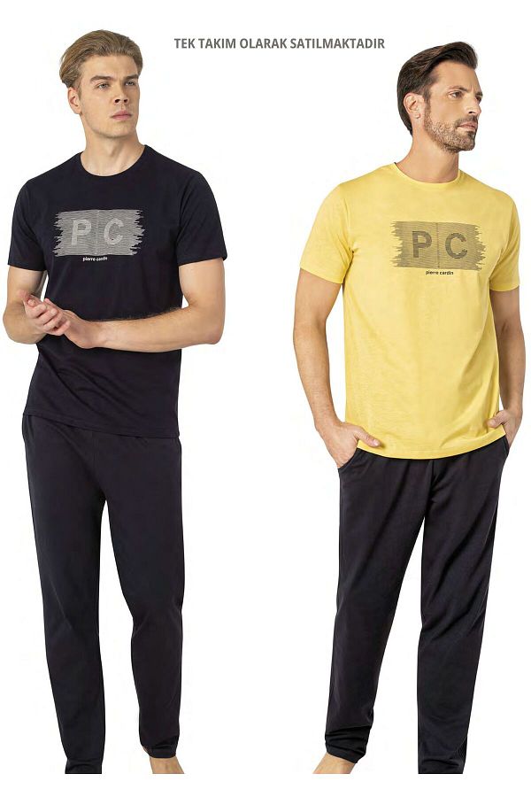 Pierre Cardin-Licensed Men's 100% Cotton Crew Neck Short Sleeve and Pocket Pajamas Set 1