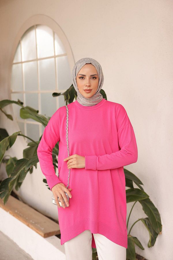 Nefise-Cold Key Orversize Crew Neck Tunic 1