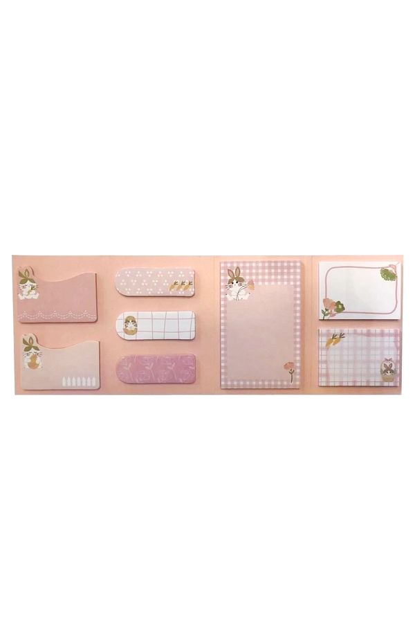 Modellino-Kraf Rabbit Pattern Adhesive Note Paper - 8 Different Patterns, 8X20 Pieces 1