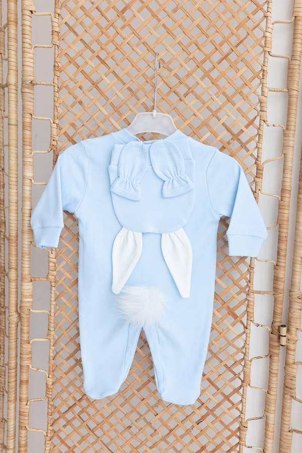 Bebe wini %100 Pamuk Patikli 3 Lü Tavşan Tulumu