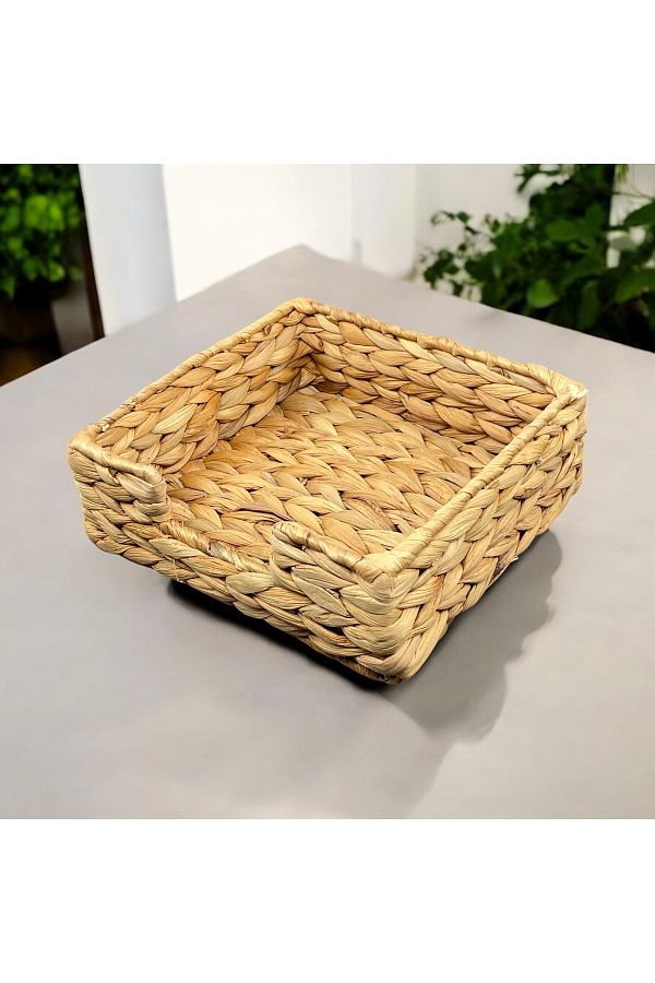 YzHome-18cm Square Storage Box - Wicker Napkin Holder Organizer 1
