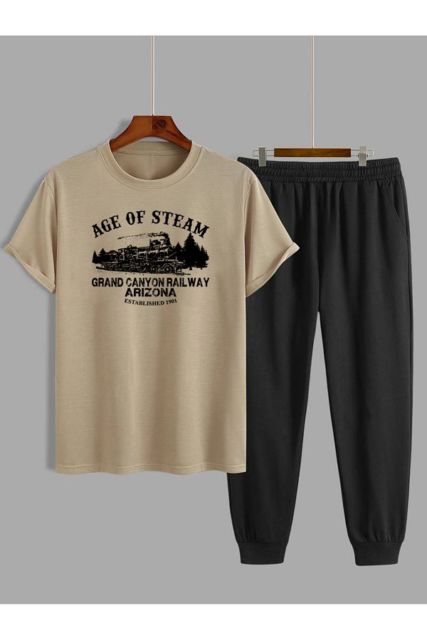 uyguntarz-Σετ φόρμας Unisex White Fs Printed Black Cargo 1