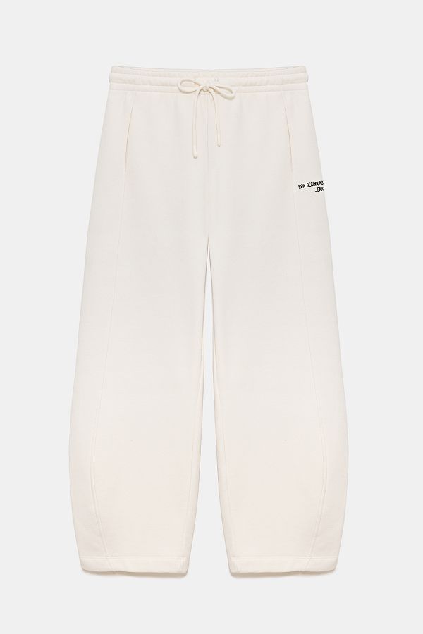 No Matter What-Ecru High-Waisted Wide Leg Sweatpants with Detailed Writing 1