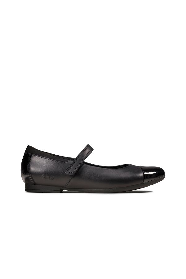 CLARKS-Scala Gem K Black Leather SHOES JUNIOR GIRLS 1