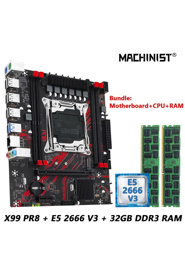 Choice-Motherboard Cpu Ram Machinist X99 Pr8 Motherboard Set Kit Intel Lga2011-3 Xeon E5 2666 V3 Cpu And Dd 1