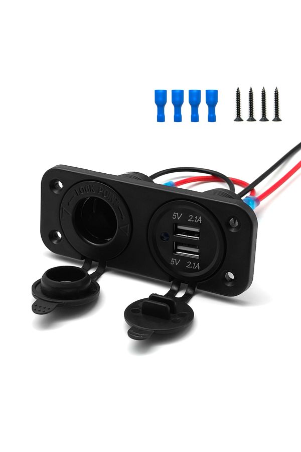 Choice-4.2a Set With Wire Cigarette Lighter Socket Splitter 12v Dual Usb Charger Power Adapter Outlet For C 1