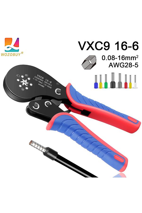 Choice-أدوات الضغط الطرفية الأنبوبية Vxc9 16-6 الحمراء 0.08-16 مم² 16-6 كماشة صغيرة لضغط أطراف كبيرة الحجم 1