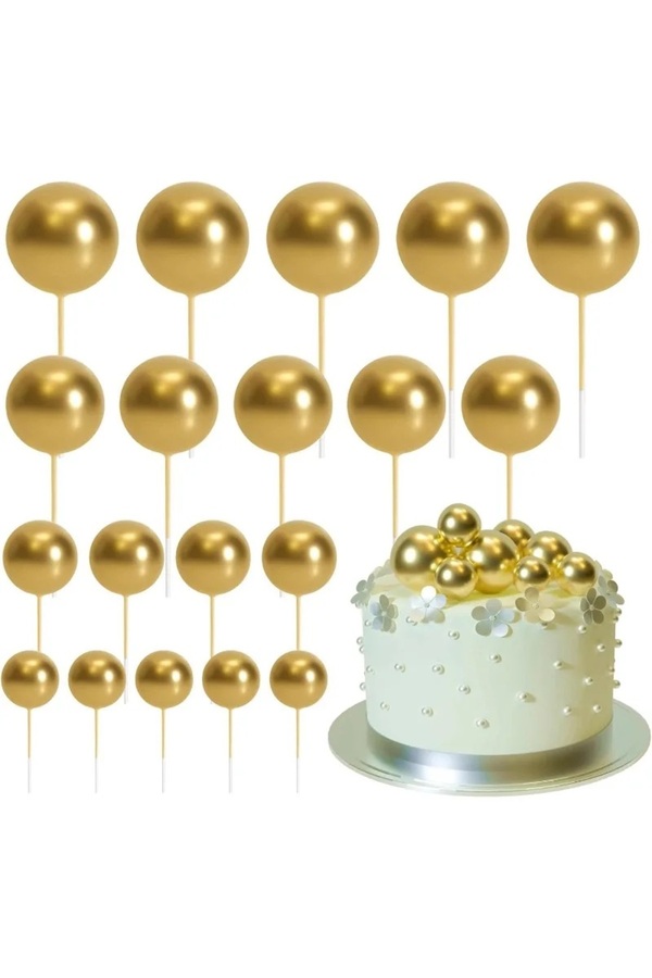 Choice-20 pcs gold 80 Pcs Gold Balls Cake Topper Mini Balloons Cake Toppers Silver Foam Ball Cake Decoratio 1