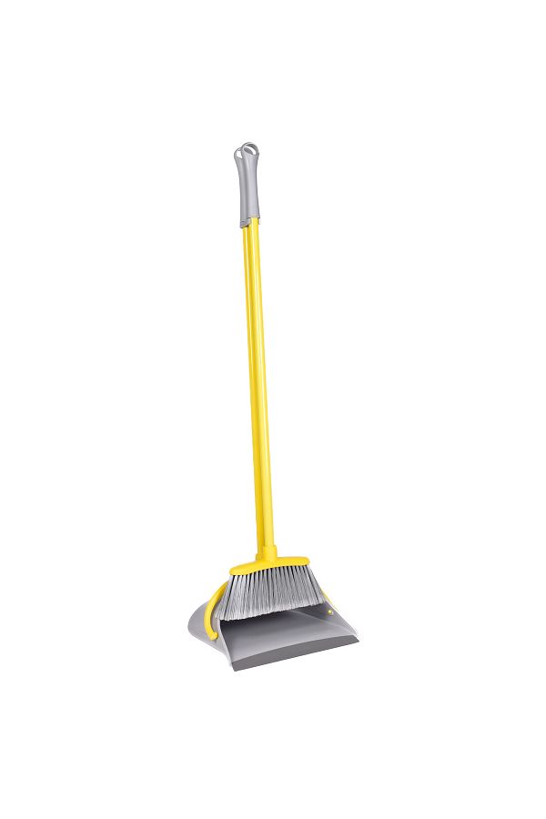 Apex-FOLDING LONG HANDLE UPRIGHT DUSTPAN AND BROOM SWEEP SET 1