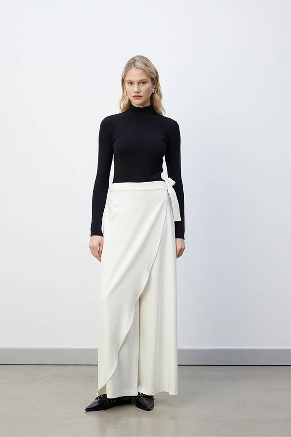 BE BLUE-Ecru Tied Pareo Pant 1