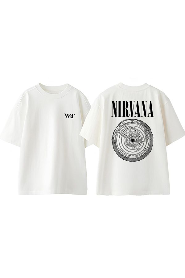 THEWERT-Μπλουζάκι Nirvana Westıbule Design Back Printed Βαμβακερό λευκό oversize μπλουζάκι 1
