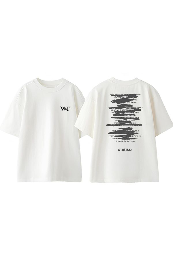 THEWERT-Μπλουζάκι Otbstud Design Back Printed Βαμβακερό λευκό oversize μπλουζάκι 1