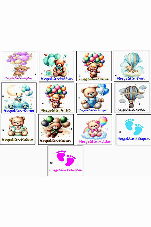 HEDİYE35 İsme Özel Doğum Günü  Hoşgeldin Bebek Etiketi 3cm 48 Adet Etiket