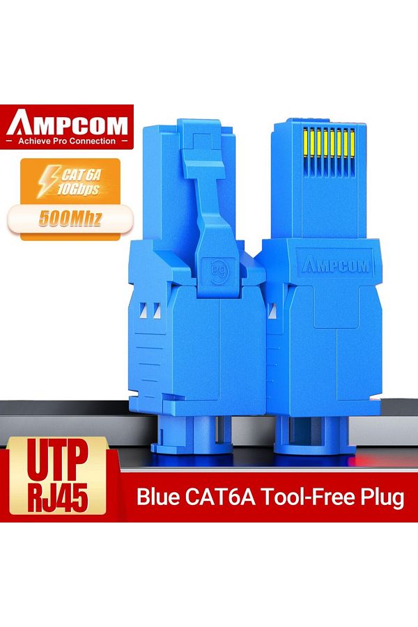 Choice-Cat6a Blue Ampcom Rj45 Connectors Modular Plug, Cat6 Cat6a Utp Stecker Network Toolless Connector Et 1