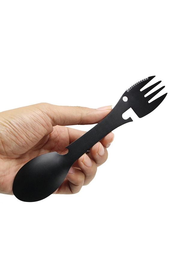 Choice-Black Multi Function Tableware Spoon Multi Tool Can Opener Flatware Portable Bottle Cutlery Multitoo 1