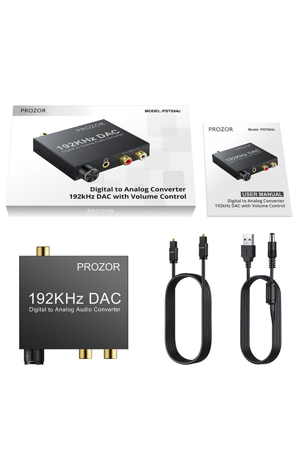 Choice-Black Prozor Digital To Analog Converter 192khz Dac Volume Control Digital Coaxial Spdif Toslink To 1