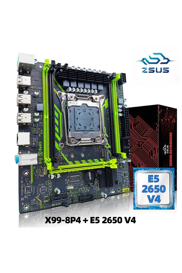 ZSUS-Motherboard Cpu X99-8d4 Motherboard Set Kit With Intel Lga2011-3 Xeon E5 2650 V4 Cpu Ddr4 16gb 1