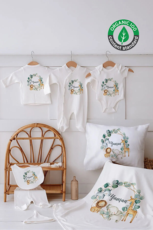 Lilabio %100 Organik Isme Özel Isimli 10lu Hastane Çıkışı Safari