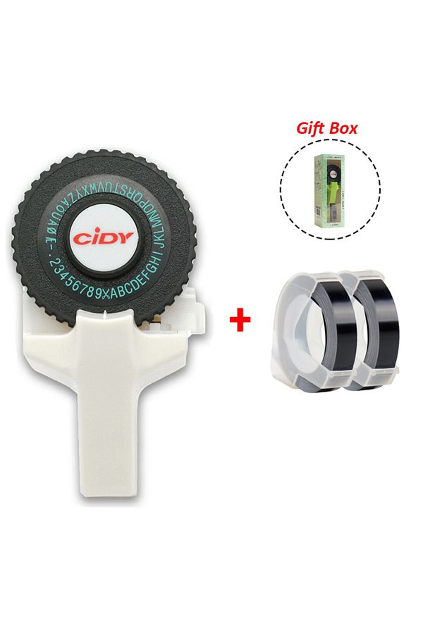 Choice-مجموعة الطابعة - 1 Cidy C101 3D White Embossing Label Maker مع 2 شريط أسود، استبدال Motex E101 Dymo 1