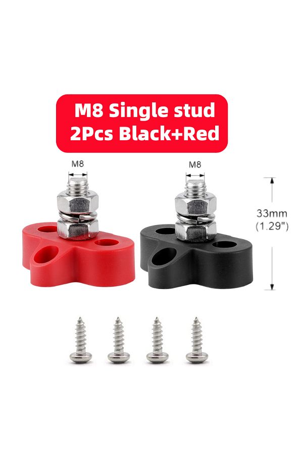 Choice-Style A M8 Red Black M6 M8 M10 Terminal Block Studs Bus Bar 5/16" 1/4" Busbar Positive Negative Heav 1