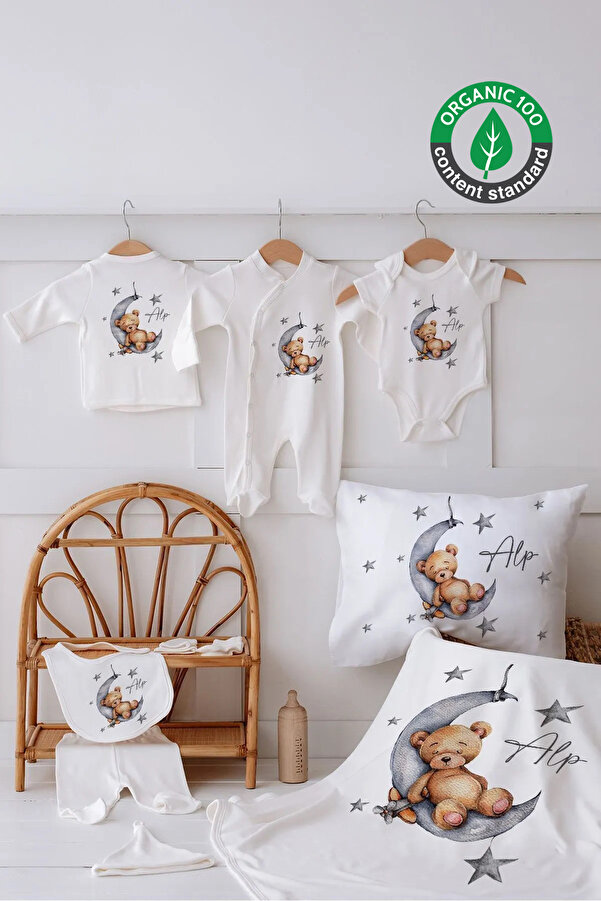 Lilabio %100 Organik Isme Özel Isimli 10lu Hastane Çıkışı Ayıcık