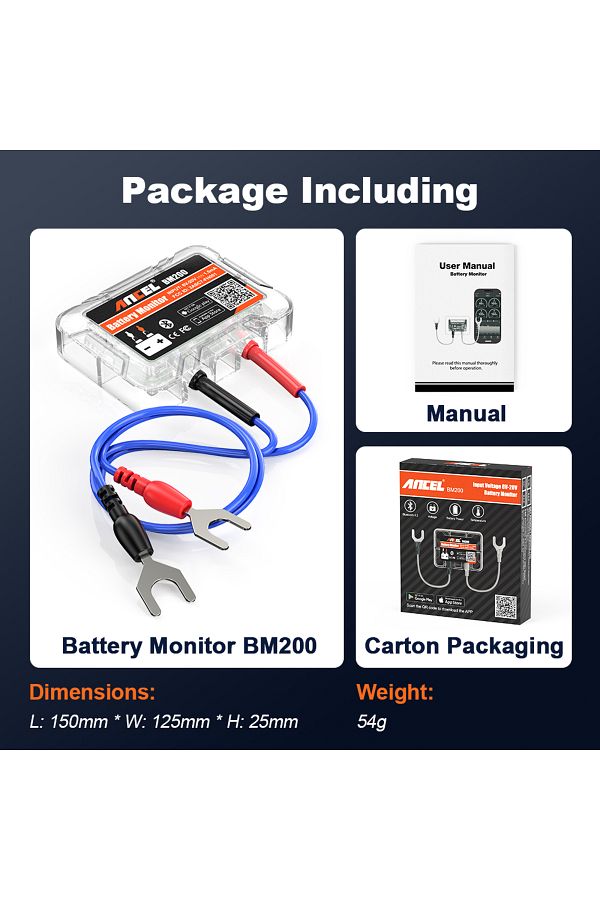 ANCEL-BM200 12V Battery Tester Wireless Bluetooth 4.2  Battery Monitor LED Display SOH SOC Batter... 1