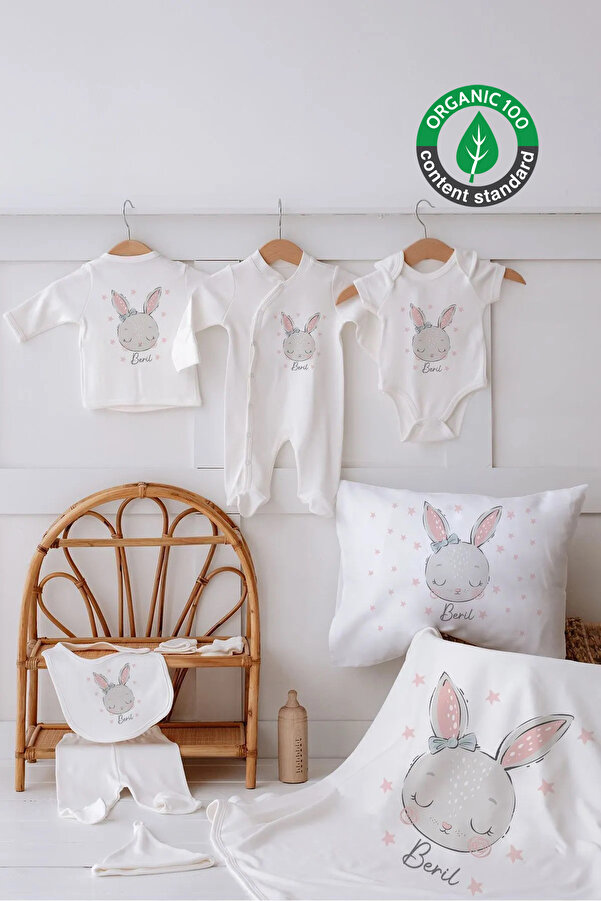 Lilabio %100 Organik Isme Özel Isimli 10lu Hastane Çıkışı Tavşan