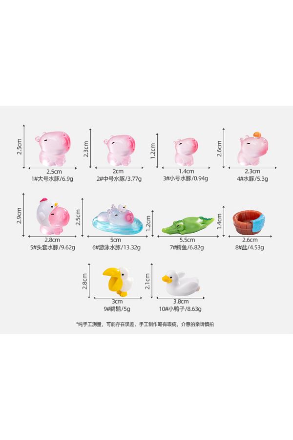 Choice-Pink 10pcs/set Capybara Simulation Animals Model Mini Kapibare Action Figures Figurine Luminous Seri 1