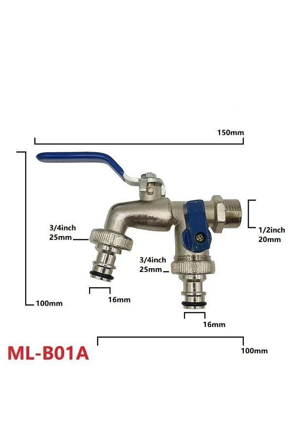 Choice-Other Ml-b01a 1/2'' 3/4'' Double Head Water Splitter Connector Coupling Adapter Valve Switch Garden 1