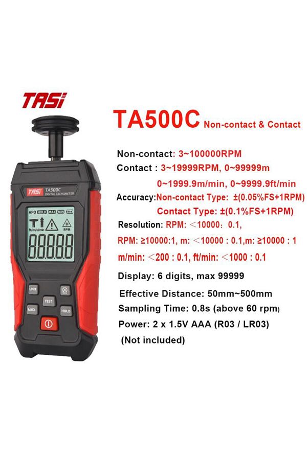 Choice-Ta500c Tasi Ta500a/b/c مقياس سرعة الدوران التلامسي وغير التلامسي مقياس سرعة الدوران الرقمي بالليزر الضوئي عالي 1