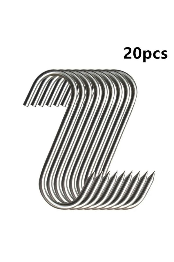 Choice-20pcs Stainless Steel S Hooks With Sharp Tip Utensil Meat Clothes Hanger Hanging Hooks For Butcher S 1