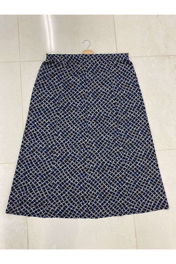 TDYtrendy Giyim-Mother's Patterned Plus Size Violet Skirt with Elastic Waist 1