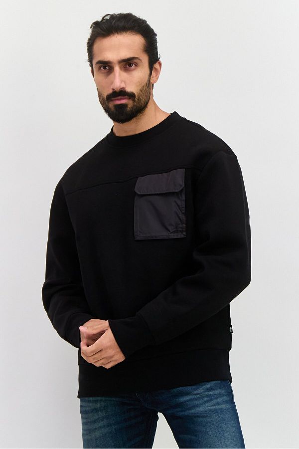 BOSS-Men Crew Neck Long Sleeves Solid Sweatshirt, Black 1