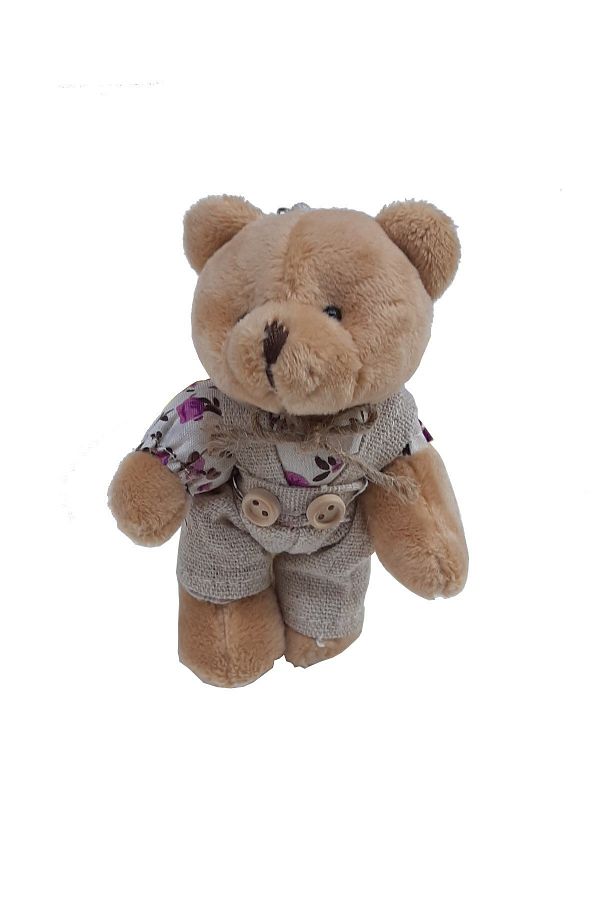 Hayalperest boncuk-Men's Plush Teddy Bear with Purple Clothes 12 Cm 1