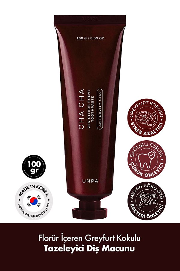 UNPA-Unpa Cha Cha Zen Citrus Scent Toothpaste - Vegan, Grapefruit Refreshing, Fluoride, Toothpaste 1
