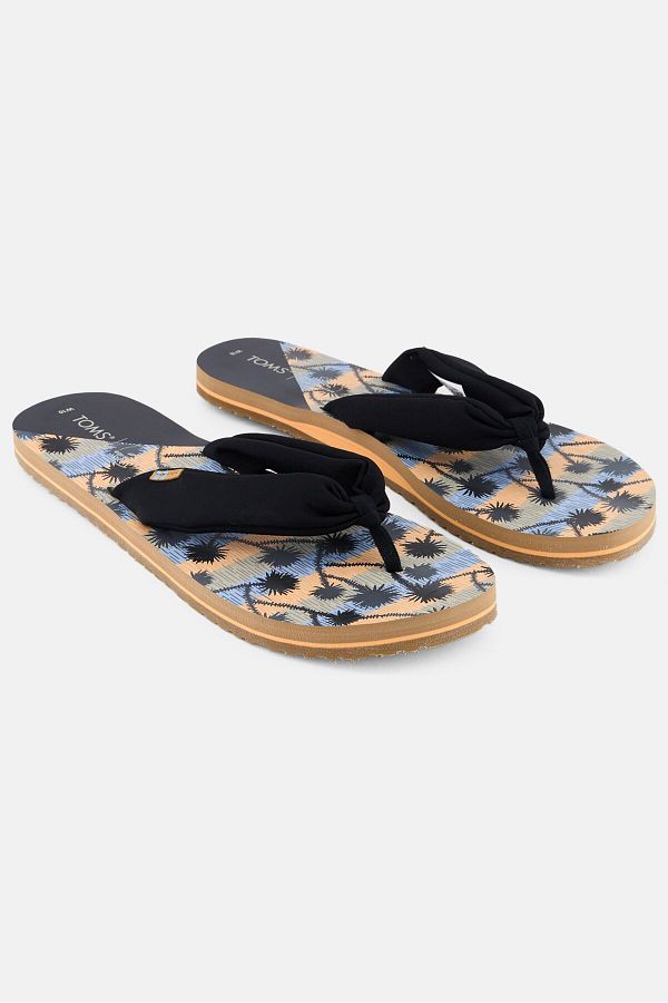 Toms-Women Piper Tree Print Slip On Flip Flops, Black 1