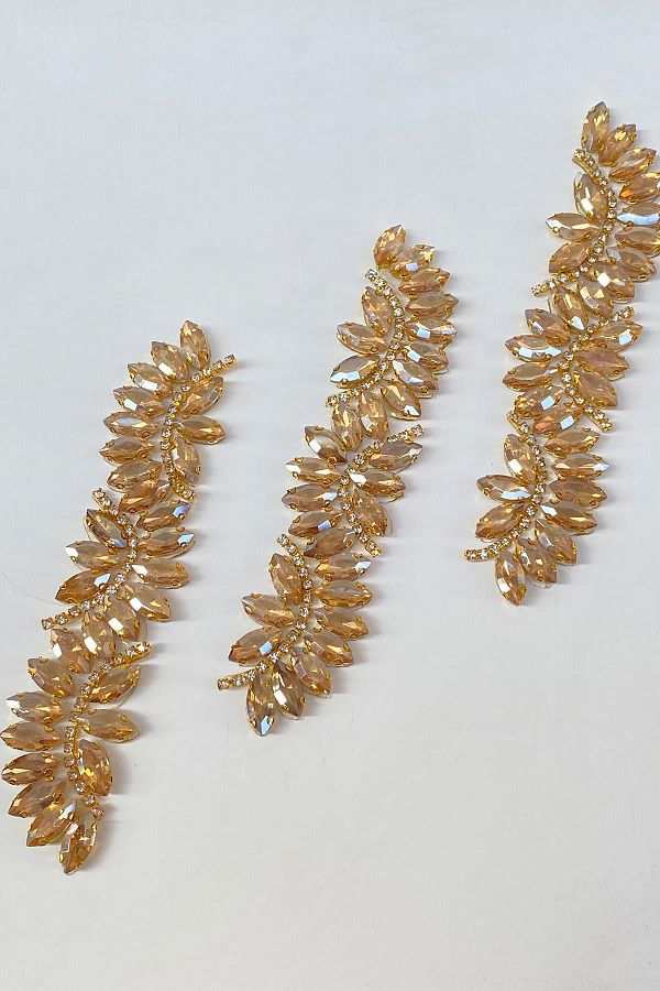 Hayalperest boncuk-Απλίκα σιδήρου Waterway Motif Shiny Stone Honey Color 1